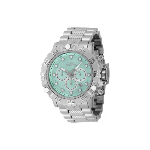 INVICTA Мужские часы Кварцевый механизм Ремешок из нержавеющей стали 55,4 мм Зеленый циферблат