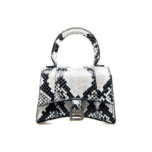 Balenciaga HOURGLASS Телячья кожа Сумка Hourglass Портативная Сумка через плечо Сумка на плечо Женская Черно-белая