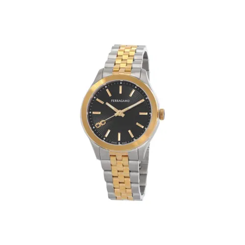 Ferragamo Женские часы Кварцевый механизм Ремешок из нержавеющей стали 38 мм Черный циферблат