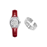 3A350 Белый циферблат, гранатовый красный ремешок (Включает: стальной браслет + премиум подарочная коробка + сумка для покупок)