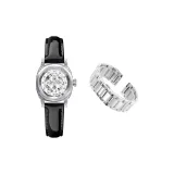 3A350 Белый циферблат - Звездный черный ремешок (Включает: стальной браслет + премиум подарочная коробка + сумка для покупок)