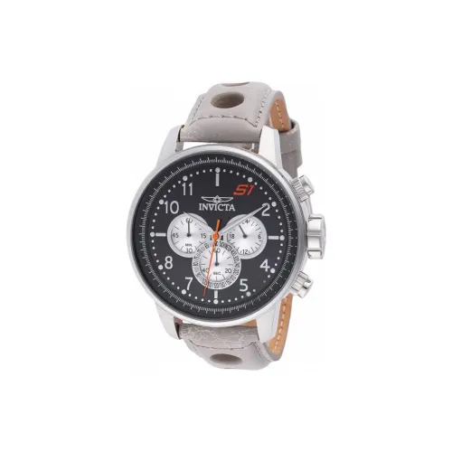 INVICTA Наручные часы Кварцевый механизм Кожаный ремешок 48 мм Черный циферблат Мужские часы