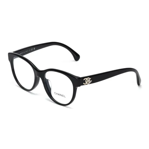 CHANEL Пластиковая оправа Круглые Оправы для очков Унисекс Черный