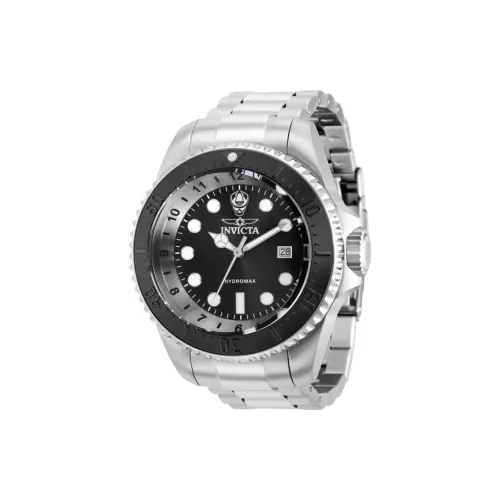 INVICTA Мужские часы Кварцевый механизм Ремешок из нержавеющей стали 52 мм Черный циферблат