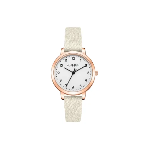 JULIUS JL Кварцевый механизм ремень из натуральной кожи женские часы белый циферблат