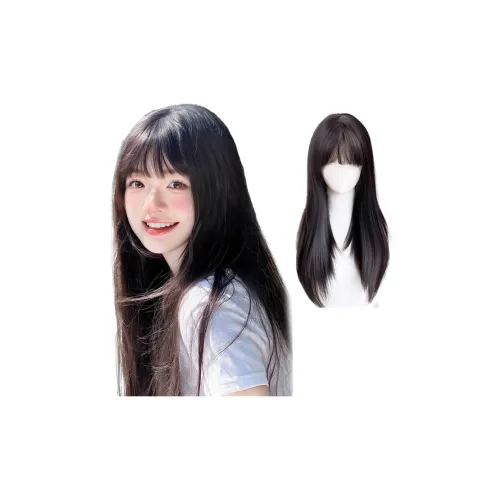 MUYAN Белый лунный свет Черный длинный Straight Парики