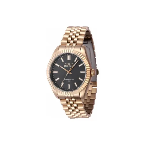 INVICTA Женские часы Кварцевый механизм Ремешок из нержавеющей стали 36 мм Черный циферблат