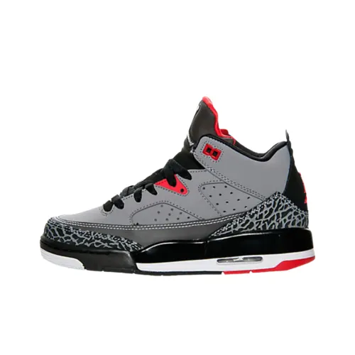 JORDAN Son of Mars Детские баскетбольные кроссовки MID Топ Бетон Серый Белый Черный Огонь Красный Школьный возраст