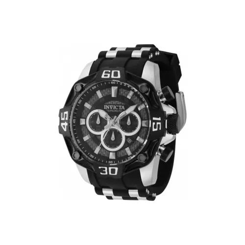 INVICTA Мужские часы Кварцевый механизм Силиконовый ремешок из нержавеющей стали 52 мм Черный циферблат