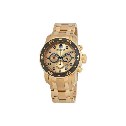 INVICTA Мужские часы Кварцевый механизм Ремешок из нержавеющей стали 48 мм Золотой циферблат