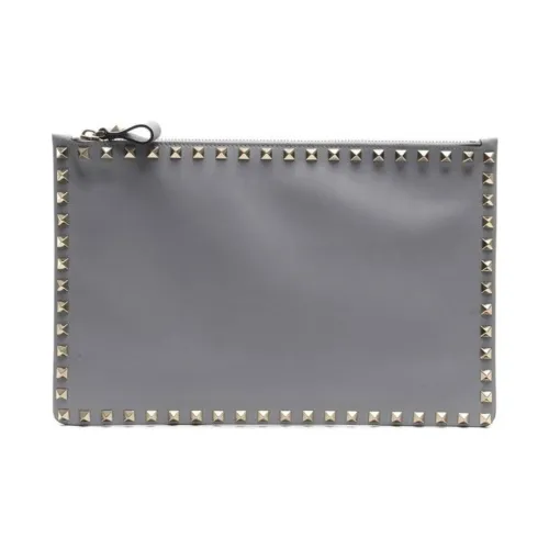 Valentino Клатч из коровьей кожи женский серый