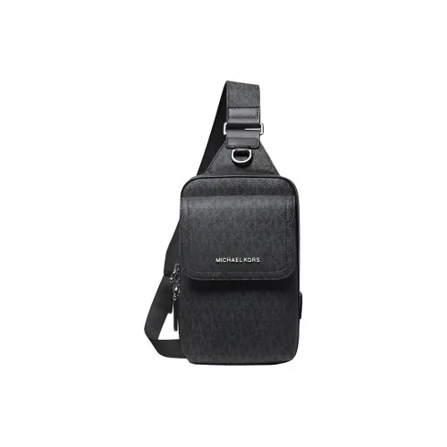 MICHAEL KORS Hudson Покрытый холст Одно плечо Sling Сумка Мужской Черный