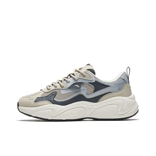 ANTA Звезды противоскользящие устойчивые к истиранию дышащие низкий топ мужские кроссовки с толстой подошвой бежево-синие