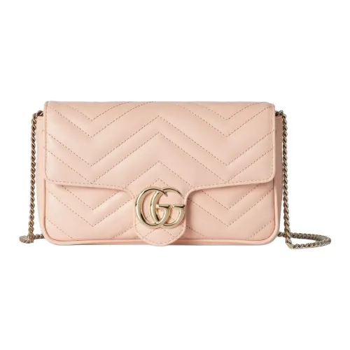 GUCCI GG Marmont Кожа Плечевая Сумка Маленькая Женская Розовая