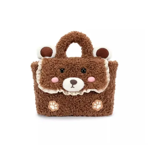 BILING ПУ (полиуретан)+Ткань Есть Медвежонок Сумка на плечо Сумка среднего размера Женская Коричневая