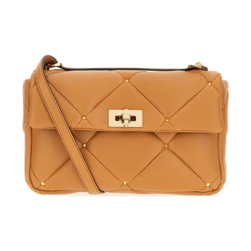 Valentino Garavani Кожа Сумка через плечо Сумка на плечо Женская Кремовый Конфетный Коричневый