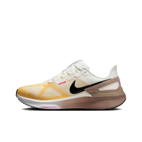 Nike Zoom Structure 25 Slip Устойчивый к истиранию Низкий Топ Повседневные Беговые кроссовки Женские Белый Желтый Черный