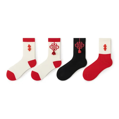 RUMEE FOR Носки Crew Унисекс 4 пачки Непрерывное Благословение и Удача