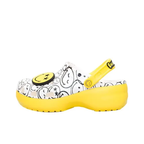 SMILEY x Crocs Classic Clog Sabo Женские Белые Желтые
