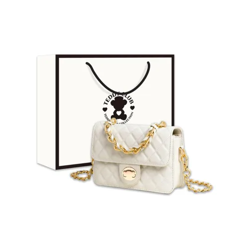 Teddy Bear Collection Camping Teddy Series Коровья кожа Сумка через плечо Маленькая Женская Белая