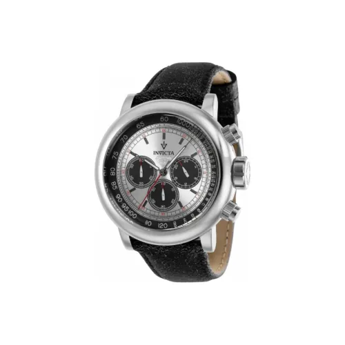 INVICTA Наручные часы Кварцевый механизм Кожаный ремешок 48 мм Серебристый циферблат Мужские часы