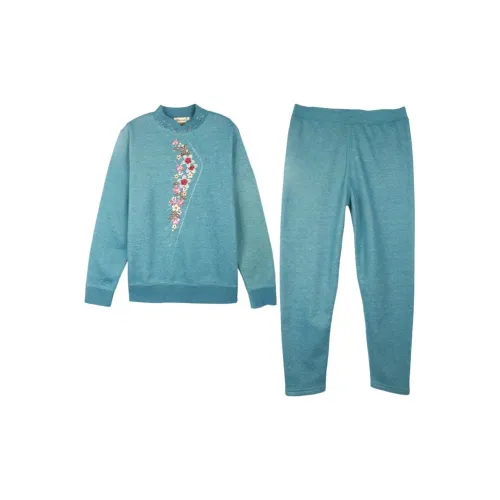 Cotton Gene Thermal Set Women's Aqua Blue