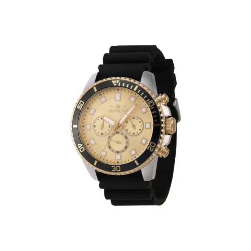 INVICTA Мужские часы Кварцевый механизм Силиконовый ремешок 45 мм Желтый циферблат Часы