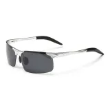 Стерлинговая серебряная оправа с поляризованными черными и серыми линзами