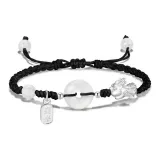 Черный браслет с застежкой и китайскими символами мира и благополучия