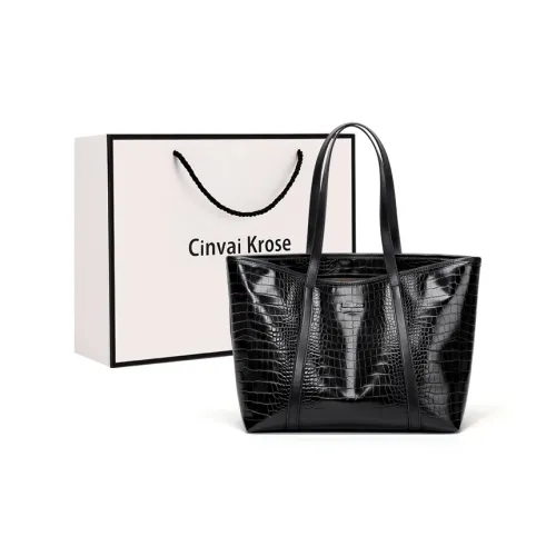 CinvaiKrose ПУ (полиуретан) с синтетической кожей сумка-тоут сумка через плечо тоут сумка для покупок большая женская черный экрю