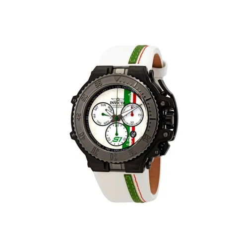 INVICTA Наручные часы Кварцевый механизм Кожаный ремешок 58,5 мм Белый циферблат Мужские часы