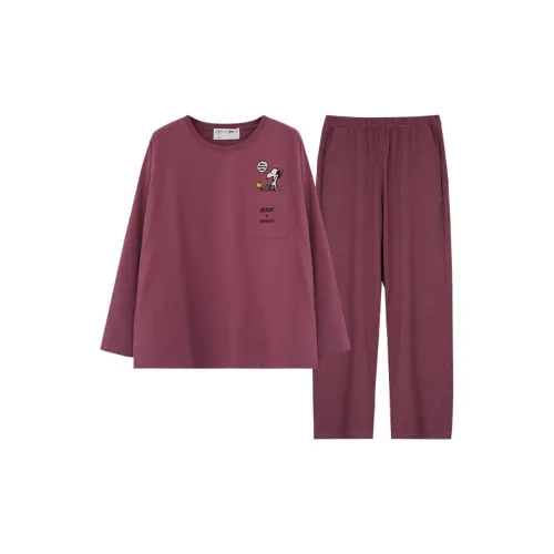 Beiyan X SNOOPY Пижамный комплект Женские Бордовый