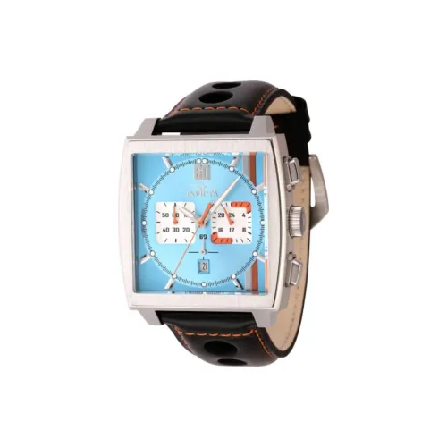 INVICTA Наручные часы Кварцевый механизм Кожаный ремешок 45 мм Синий циферблат Мужские часы