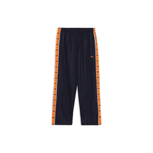 PUMA KNIT FW24 SHADOW STRIPE Вязаные тренировочные брюки Мужские Новые Морские Оранжевые