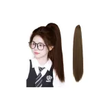 Свежий образ Прямые волосы Заколка-краб Конский хвост [Темно-коричневый] - 45 см