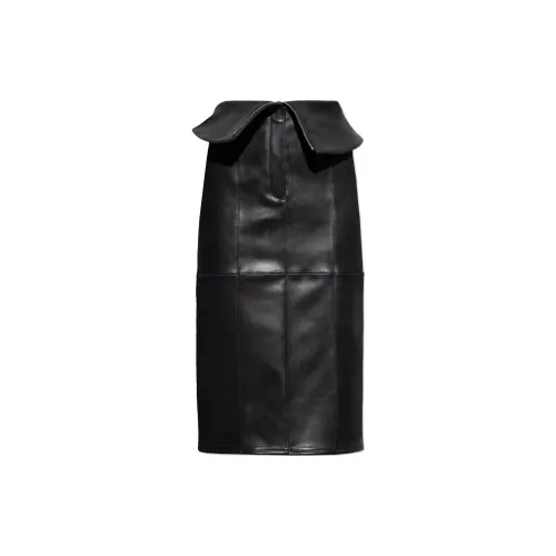 Alexander McQueen FW24 Кожа Длинная Юбка Женская Черная