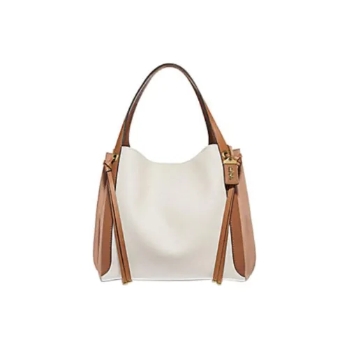 COACH Harmony Кожа с Замшей Одно Плечо Сумка Большая Женская Коричневая Мел Белый