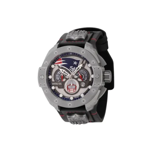 INVICTA Наручные часы Кварцевый механизм Кожа Нержавеющая сталь Ремешок 52 мм Серый циферблат Мужские часы
