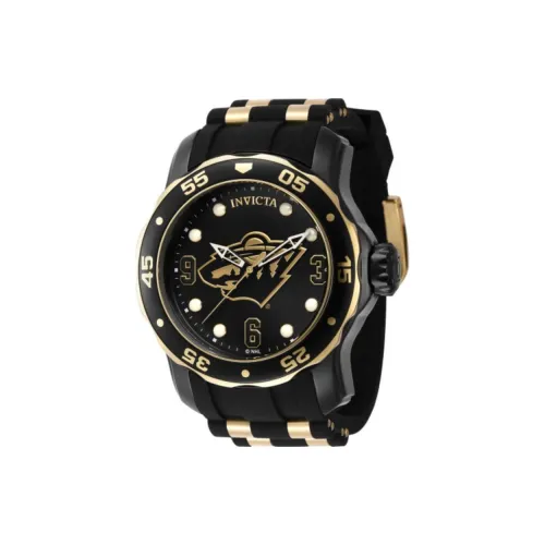 INVICTA Мужские часы Кварцевый механизм Силиконовый ремешок из нержавеющей стали 48 мм Черный циферблат