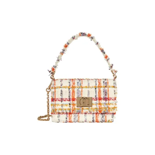 Furla 1927 Collection Твидовая сумка на одно плечо белого цвета для женщин