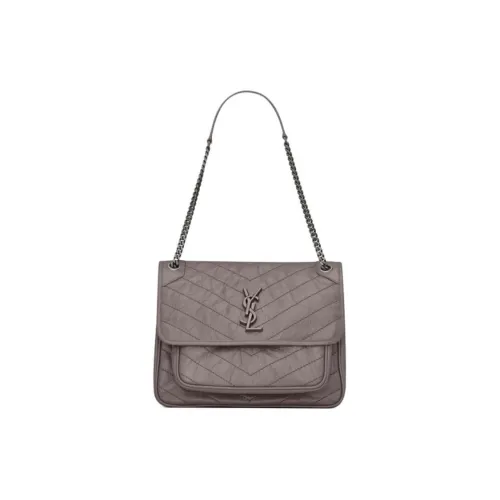 SAINT LAURENT Niki Кожа Хобо Сумка Сумка через плечо Сумка на плечо Большая Женская Туманно-белая