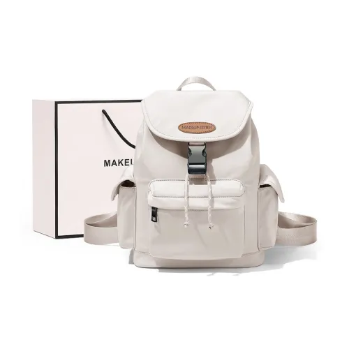 MAKEUP KITTEN Нейлон Синтетическая кожа Учебный рюкзак Унисекс Хаки Светло-серый