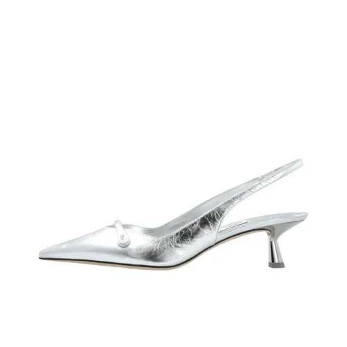 Jimmy Choo Amita Нестандартный каблук Высокие каблуки 4,5 см Женские Серебристый