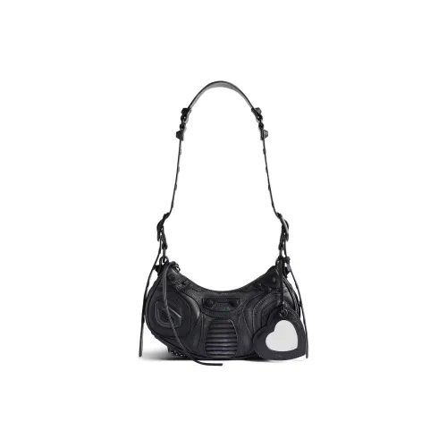 Balenciaga Cagole Smooth Calfskin Shoulder Bag Women's Black Баленсиага Cagole Гладкая Телячья Кожа Сумка через плечо Женская Черная
