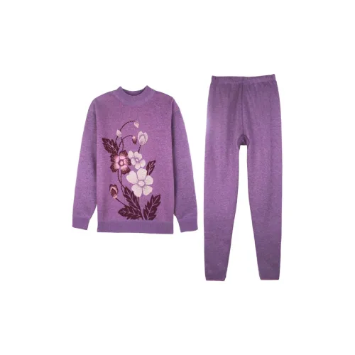 Cotton Gene Thermal Set Women's Light Purple