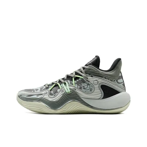 XTEP Покрытие Легкий Термический MID Топ Баскетбольные Кроссовки Мужские Серый Зеленый