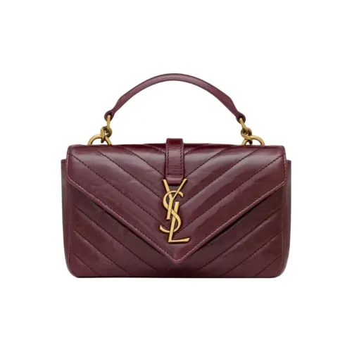 SAINT LAURENT COLLEGE Телячья кожа Одно плечо Сумка Мини Женская Бургунди