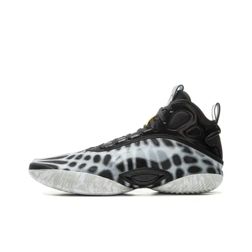 LiNing ChaoShuai 19 Амортизация Нижняя юбка Резистентная Поддержка MID Топ Баскетбольные кроссовки Мужской Черный Белый