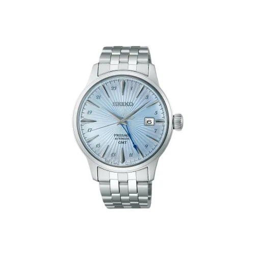 SEIKO Автоматический Ручной Механизм Нержавеющая Сталь Ремешок Часы 40,5 мм Мужские Часы Синий Циферблат