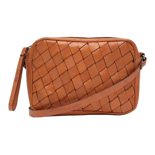 CALVIN KLEIN Кожа Плечевая Сумка Средняя Женская Коричневая